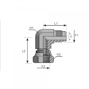 90° Adapter male JIC – swivel female JIC. (LMJ..FGJ)